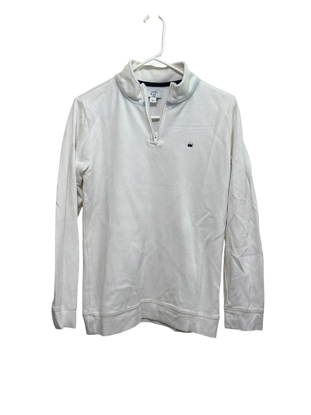 crown & ivy. Kids White Pullover with Navy Trim